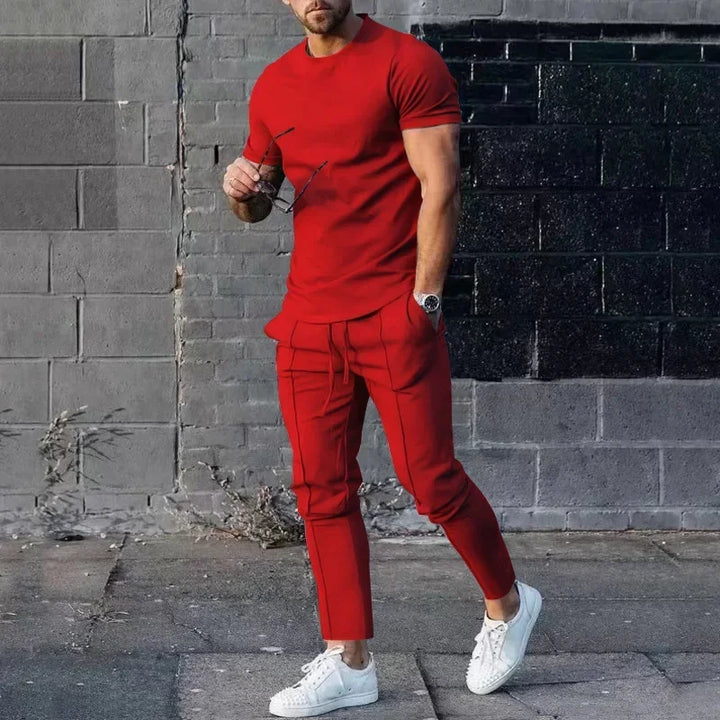 Igor | Męski zestaw casualowy slim fit z T-shirtem i spodniami