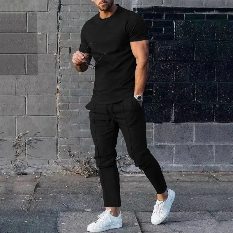 Igor | Męski zestaw casualowy slim fit z T-shirtem i spodniami