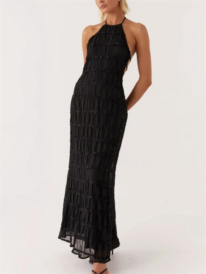 Liwia | Elegancka Maxi Sukienka Halter z Odkrytymi Plecami