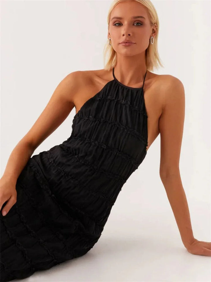 Liwia | Elegancka Maxi Sukienka Halter z Odkrytymi Plecami