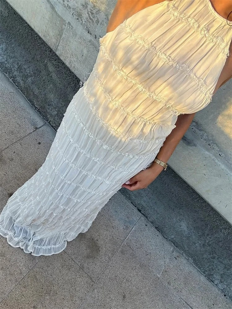 Liwia | Elegancka Maxi Sukienka Halter z Odkrytymi Plecami