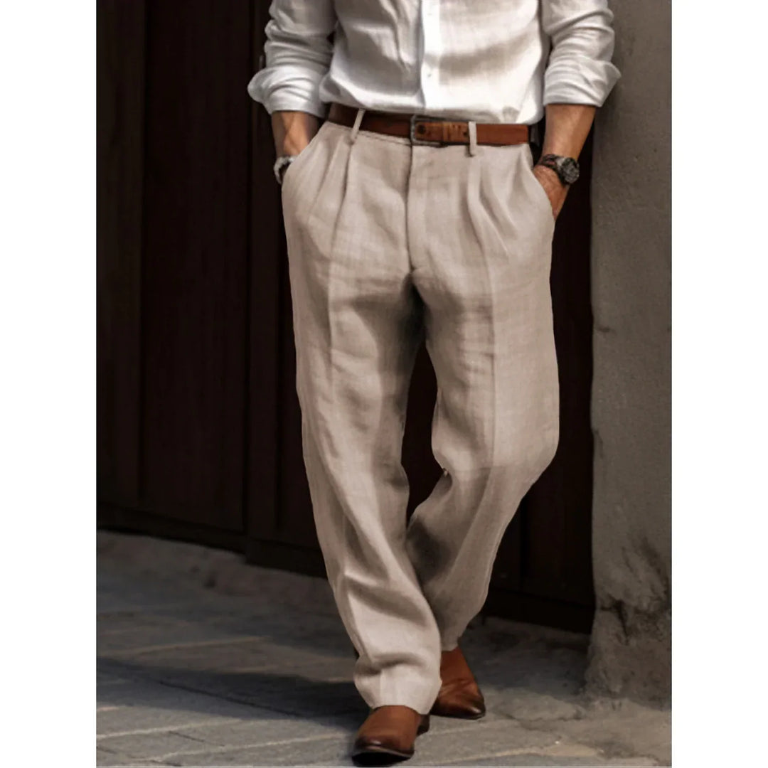 Dionizy | Męskie Spodnie Lniane - Oddychająca Elegancki Casual